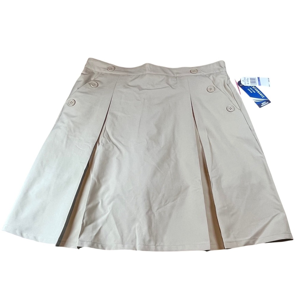 Nautica Girls School Uniform Performance Skort Khaki Pleated Size 18.5 Plus‎ NWT